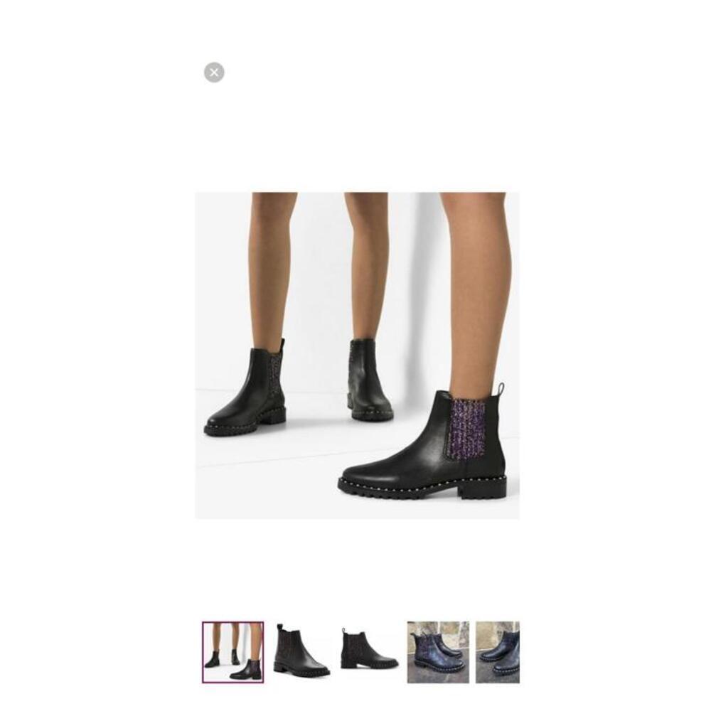 Sophia Webster Bessie Black Leather Chelsea Boots w Colorful Stud Details sz 8.5